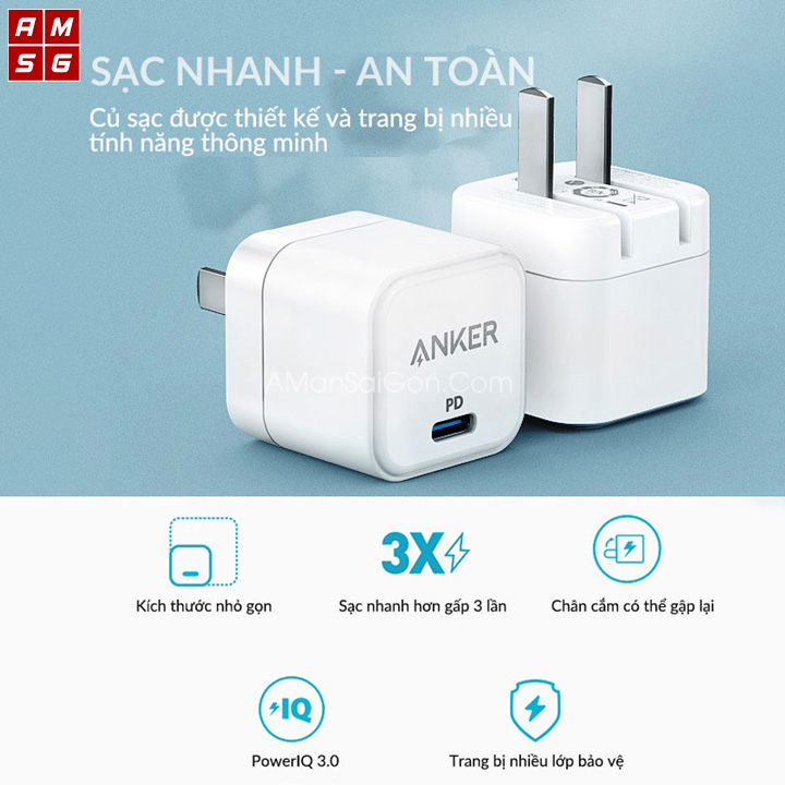 CÓC SẠC NHANH ANKER POWERPORT III A2149 20W – A Mẫn Sài Gòn